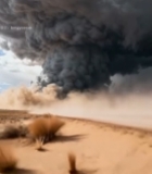  沙漠中红色皮卡车行驶画面6961#竖屏 	 