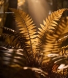  森林中阳光照射蕨类植物5081#竖屏 	 