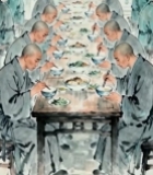  僧人群像用餐场景2052#竖屏 	 