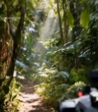  森林中的机器人探索画面2353#竖屏 	 