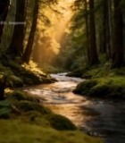  森林溪流阳光风景素材2039#竖屏 	 