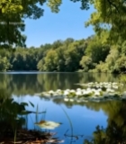  森林湖泊荷花自然风景3876#竖屏 	 