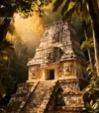  森林中的古老金字塔景观3337#竖屏 	 