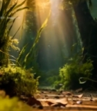  森林阳光穿透植被景象4738#竖屏 	 