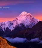  日落时分雪山全景4133#竖屏 	 