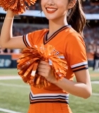  赛场女性啦啦队员手持彩球6883#竖屏 	 