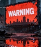  赛博朋克风格城市警示大屏2276#竖屏 	 