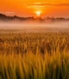  日出时分稻田风光4320#竖屏 	 