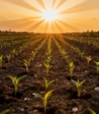  日出时分的农田作物景象363#竖屏 	 