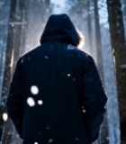  人于雪林逆光而立的场景267#竖屏 	 