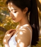  秋日树林中女子的优雅姿态1658#竖屏 	 