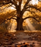  秋日森林阳光照耀下的大树2362#竖屏 	 