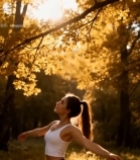  秋日户外女子舒展身姿7213#竖屏 	 