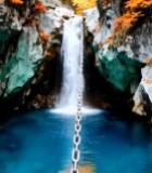  秋季瀑布自然风光素材5483#竖屏 	 