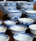  青花瓷茶具特写5093#竖屏 	 