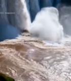  瀑布水流倾泻壮观景象4644#竖屏 	 