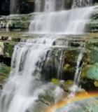  瀑布下的彩虹自然景观525#竖屏 	 