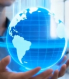  女性体验虚拟现实地球场景1401#竖屏 	 