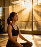  女子在健身房内做瑜伽3058#竖屏 	 