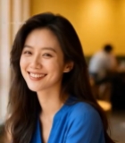  女性在咖啡馆微笑特写146#竖屏 	 