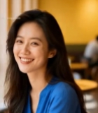  女性在咖啡馆微笑特写146#竖屏 	 