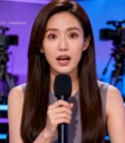  女主持人手持麦克风主持画面6205#竖屏 	 