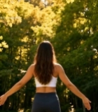  女子户外舒展双臂放松身心5704#竖屏 	 