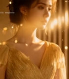  女性特写侧颜金色光影画面2632#竖屏 	 