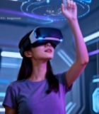  女性体验虚拟现实交互操作(1)3610#竖屏 	 