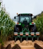  农田中拖拉机进行玉米种植作业3991#竖屏 	 