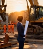  女工程师工地手持工程图纸19#竖屏 	 