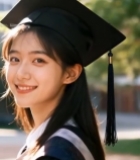  女毕业生户外学士服特写7472#竖屏 	 