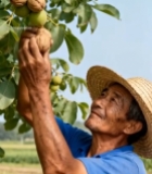  农民采摘核桃7658#竖屏 	 