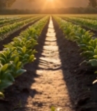  农田幼苗日出景象895#竖屏 	 