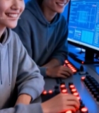  年轻人团队操作电脑画面2565#竖屏 	 