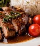  牛排米饭蔬菜套餐美食7413#竖屏 	 