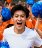  年轻人手持彩球欢呼4127#竖屏 	 