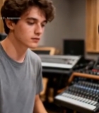  男子在录音室演奏架子鼓(3)6549#竖屏 	 