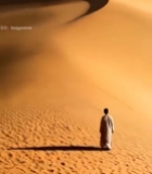 男子在沙漠中行走81#竖屏 	 