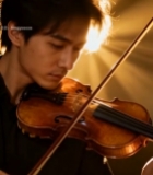  男子专注拉小提琴(1)4744#竖屏 	 