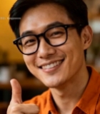  男子微笑竖大拇指特写5236#竖屏 	 