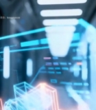  男子操作未来感全息屏幕1258#竖屏 	 