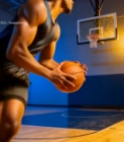  男性室内篮球场运球4041#竖屏 	 