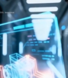  男子操作未来感全息屏幕1258#竖屏 	 