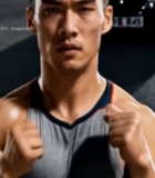  男性健身后汗水特写6880#竖屏 	 