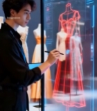  男士使用数位屏进行服装设计3394#竖屏 	 