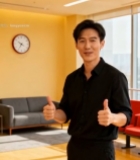  男士在室内竖起大拇指5121#竖屏 	 