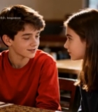  男孩女孩餐厅对视交流6799#竖屏 	 