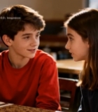  男孩女孩餐厅对视交流6799#竖屏 	 