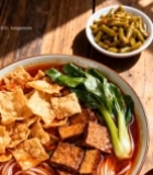  木桌摆放大碗特色米粉1387#竖屏 	 